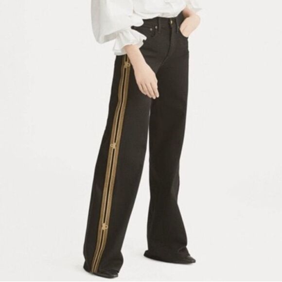 NWT Polo Ralph Lauren Gold & Black Wide Leg Black Jeans 26W - Picture 2 of 14